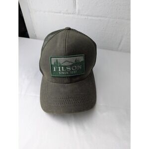 Filson Logger Mesh Cap Otter Green Tin Cloth Trucker Adjustable Buckle Patch